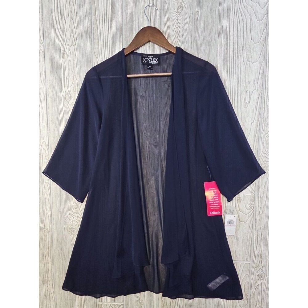 Alex Evenings Sheer Cardigan Cover Up Women's 6 Petite Navy Blue‎ Dressy Formal